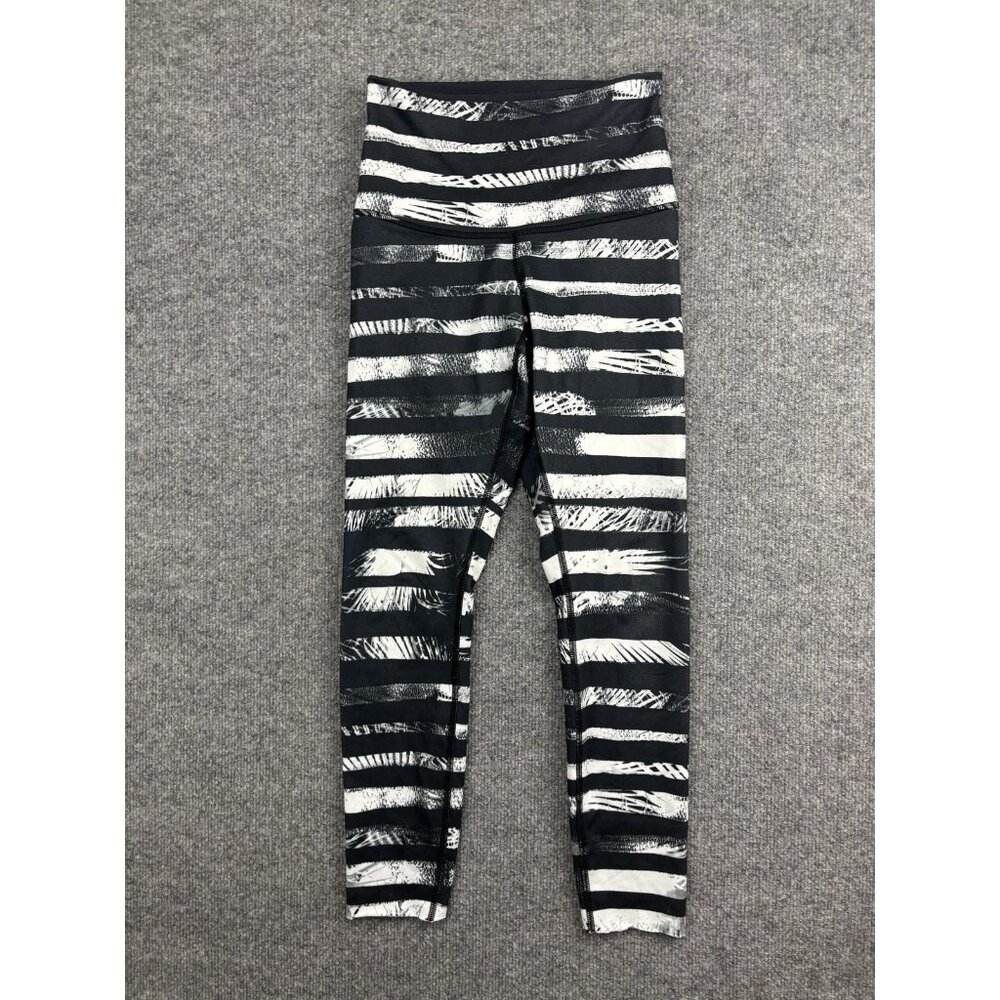 Lululemon Pants Womens 4 Black White High Rise Ankle Leggings Yoga Activewear